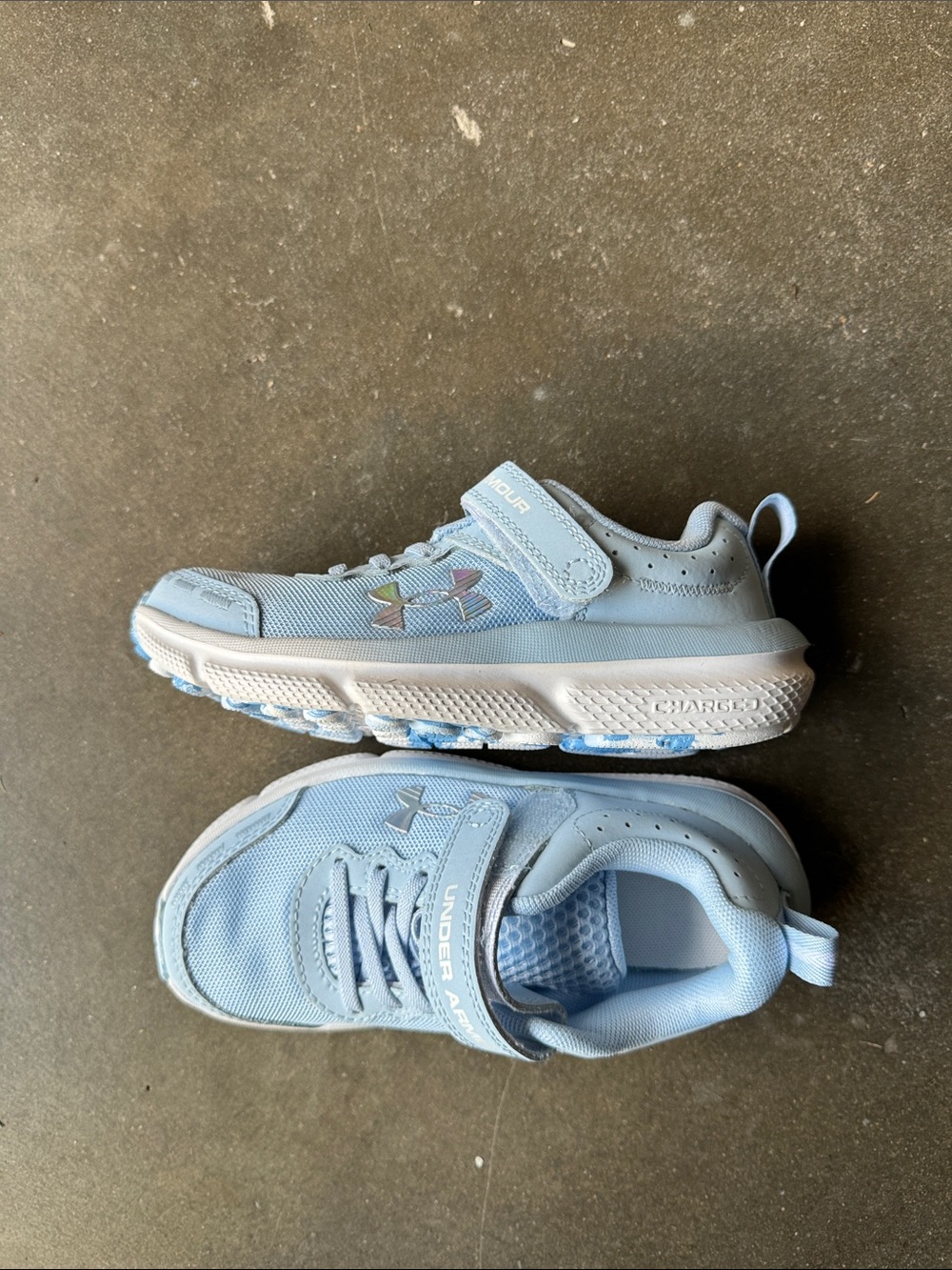 Under Armour Light Blue Kids' Velcro Athletic Sneakers